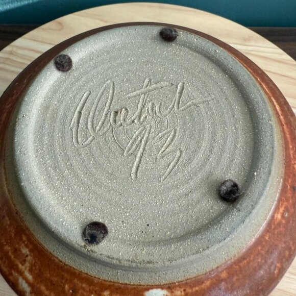 Vintage 93 Jeff Dietrich Log House Pottery Handmade Rustic Brown Ceramic Lidded - Picture 9 of 10